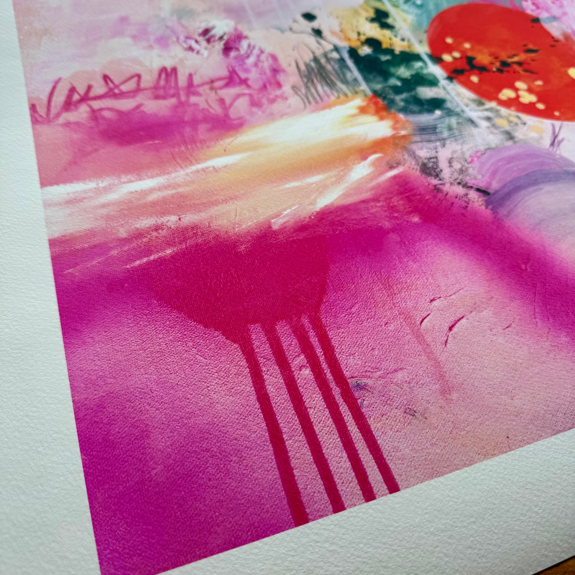 Close up of art print