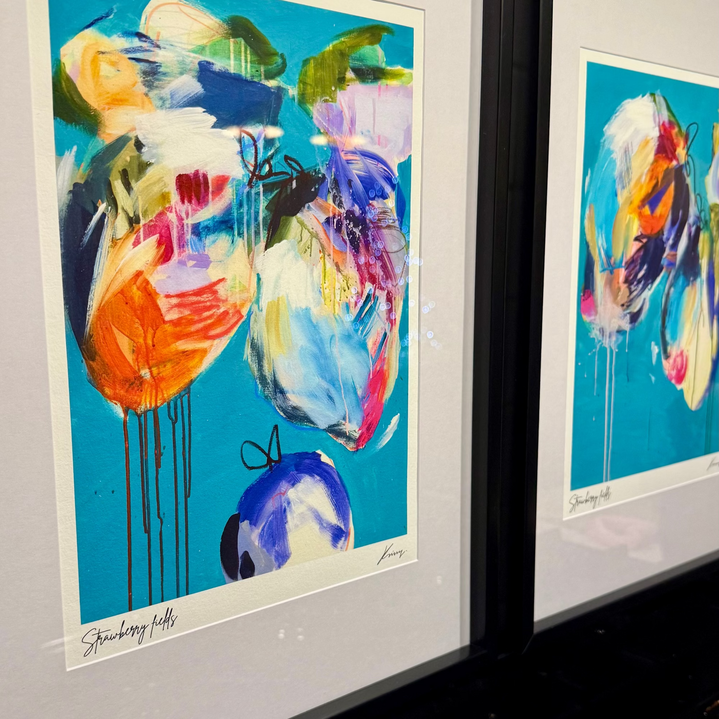 Framed art prints in a black frame