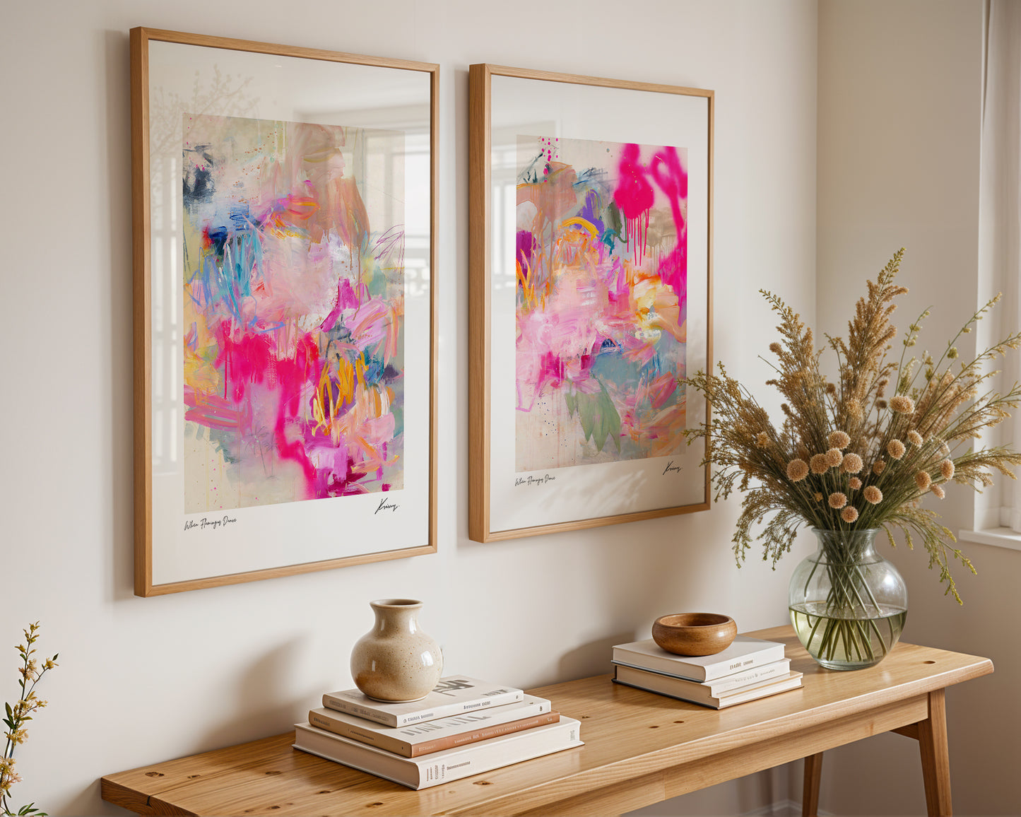 When Flamingos Dance - Paper print duo