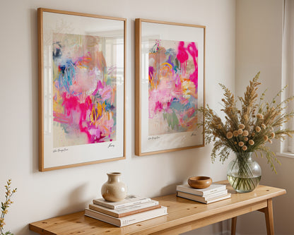 When Flamingos Dance - Paper print duo