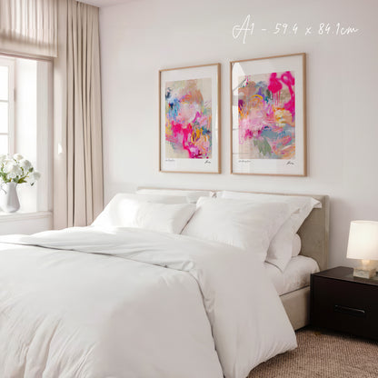 When Flamingos Dance - Paper print duo