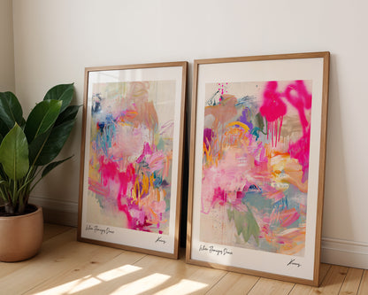 When Flamingos Dance - Paper print duo