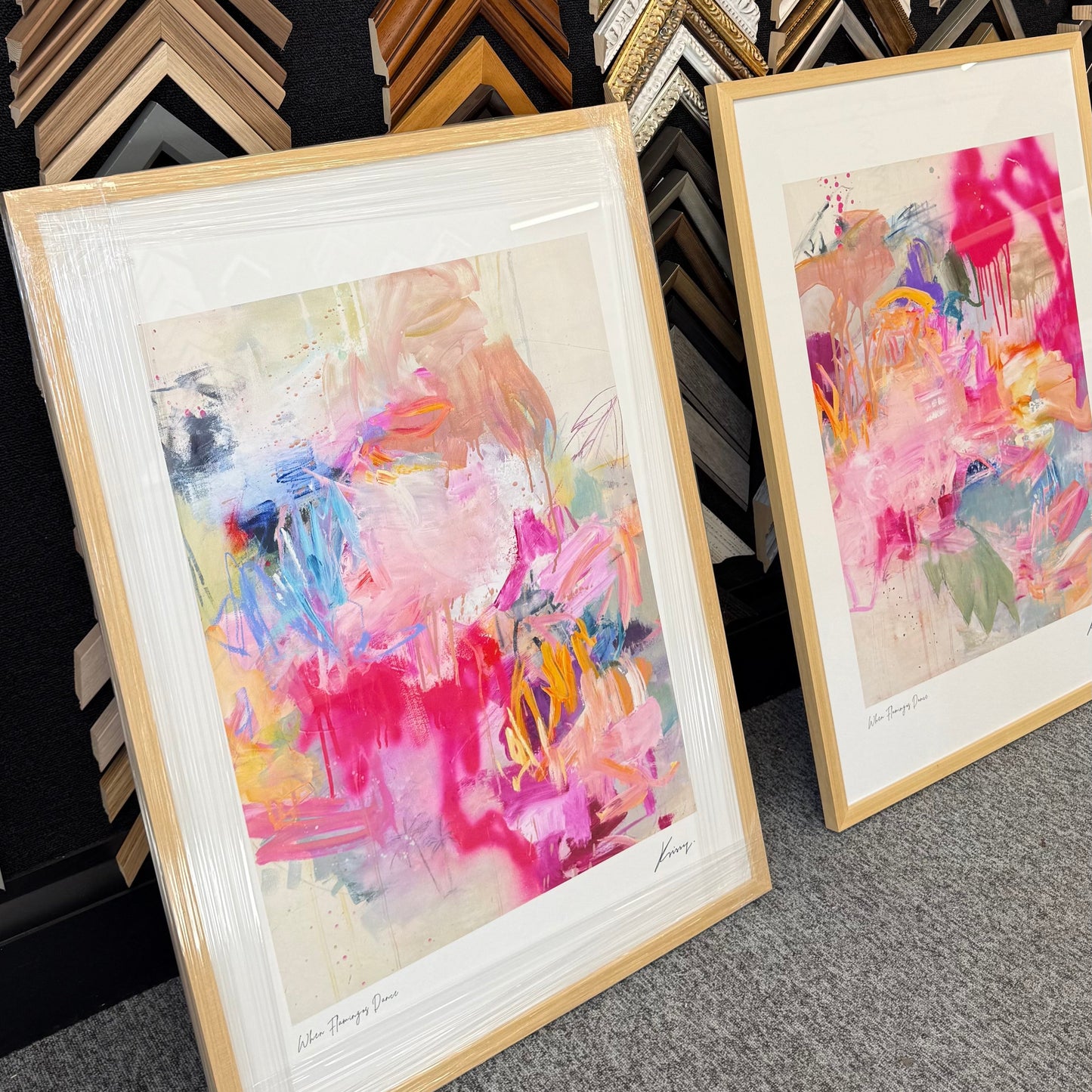 When Flamingos Dance - Paper print duo