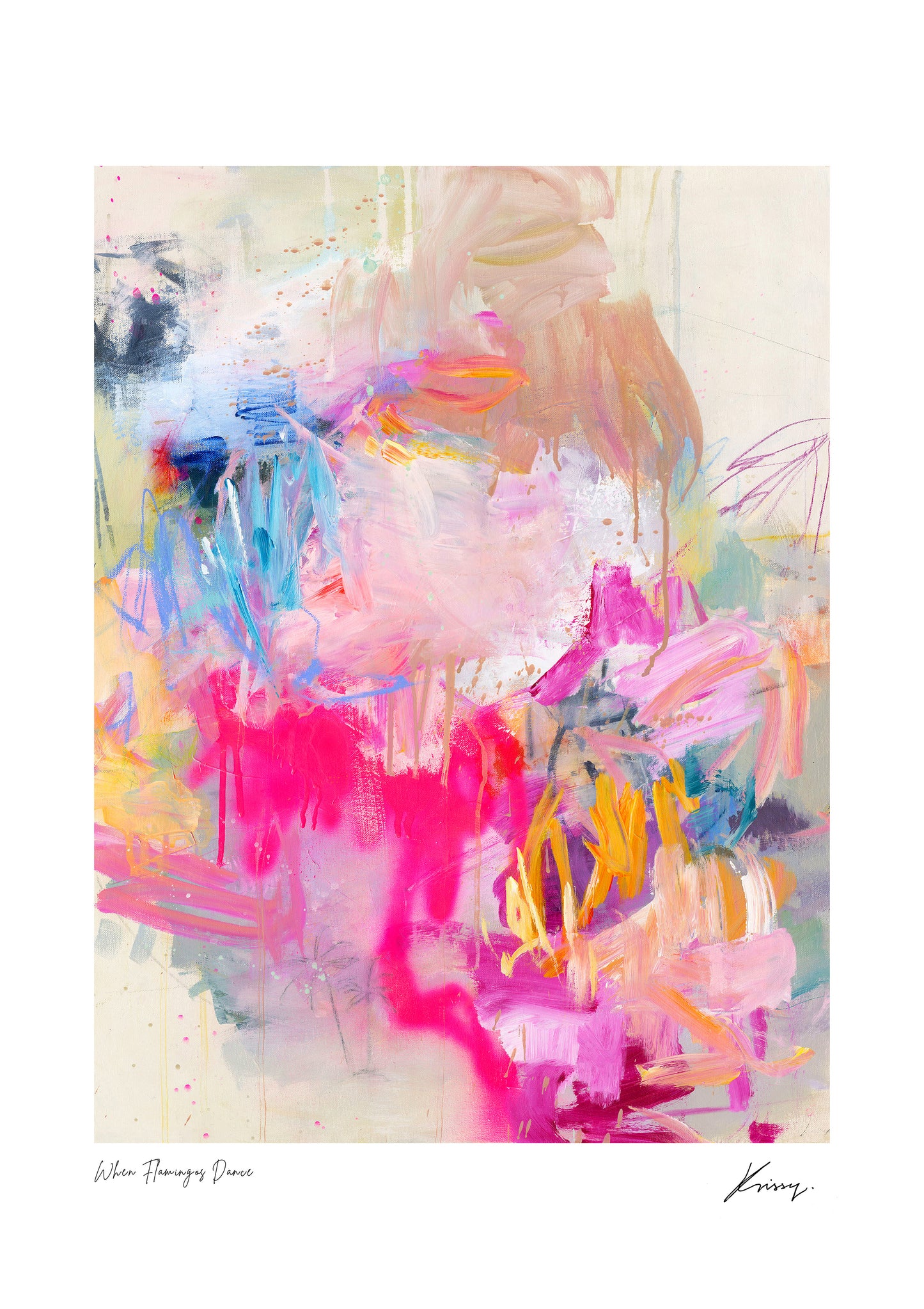 When Flamingos Dance - Paper print duo