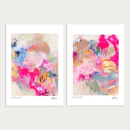 When Flamingos Dance - Paper print duo