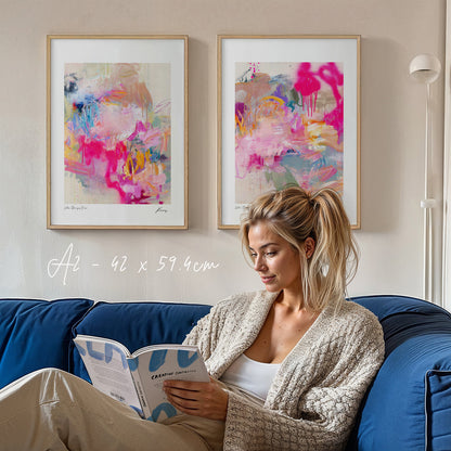 When Flamingos Dance - Paper print duo